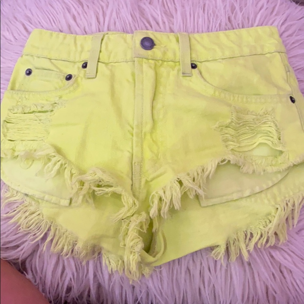 carmar neon green denim shorts size 23